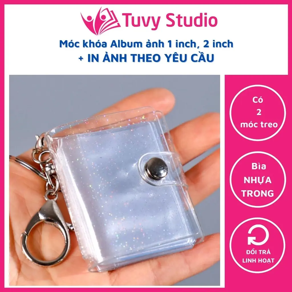Móc khóa album ảnh và in ảnh theo yêu cầu mini 1 inch, 2 inch dễ thương độc lạ để chìa khoá xe máy tại Tú Vy Studio