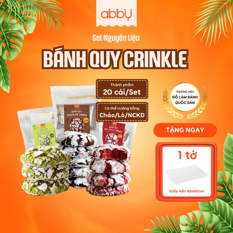 [TẶNG GIẤY NẾN] [Đa kho] Set làm bánh Crinkle Cookie ( thành phẩm 20 bánh ) - ABBY nguyên liệu làm bánh quy Tết tại nhà, kèm túi đựng bánh