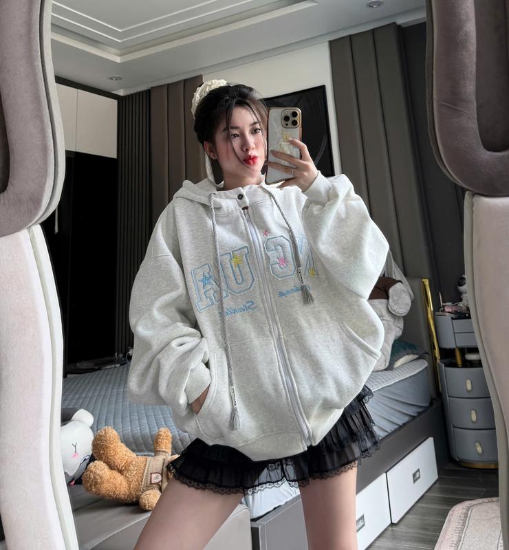  Áo khoác nỉ tàu l1 thêu nổi NCUA - Women Top Hoodie 