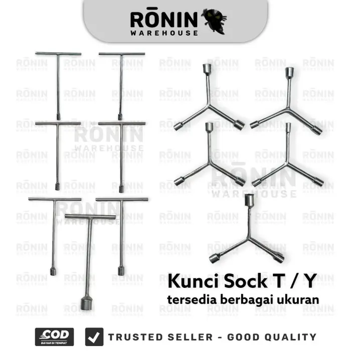 Kunci Sock T / Y Sok Socket Wrench 8 9 10 11 12 13 14 15 17