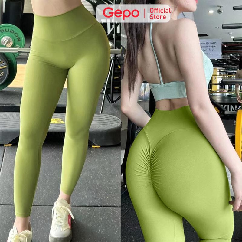 Quần Dài Legging Nữ Chun Mông Tập Gym Yoga Chạy Bộ Sport Cạp Cao - Chất Liệu LuLu Cao Cấp Co Giãn 4 Chiều Nâng Mông Gepo GP125