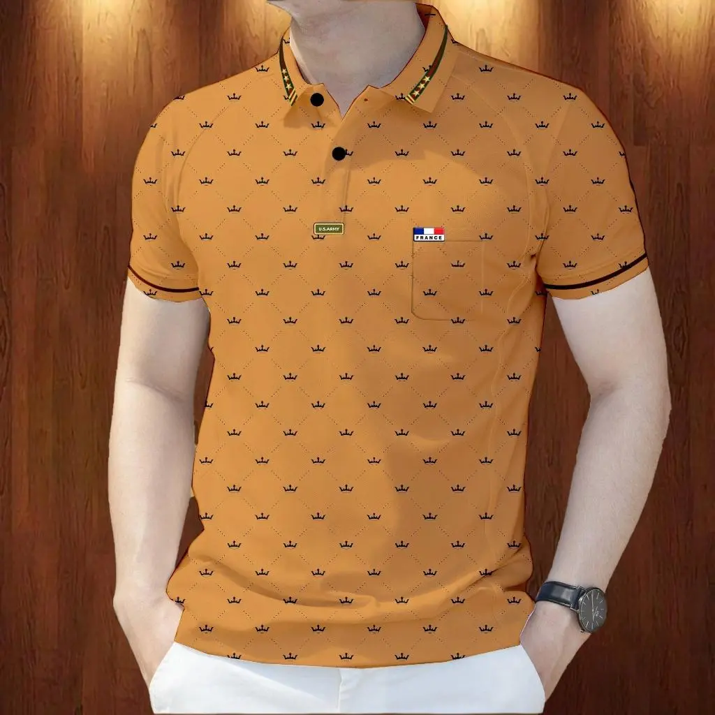 Mens blouse  polo shirt with simple and luxurious patterns Menswear Short Sleeve Top Collar Day Polyester Sports Lingerie Casual Tropical Print Yellow Wetsuit