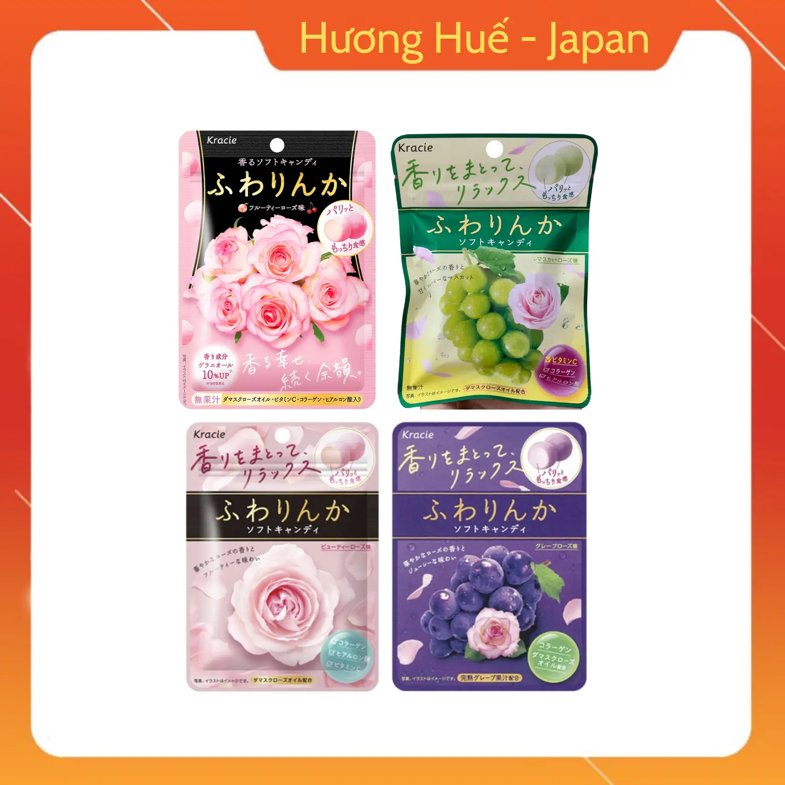 Kẹo Hoa Hồng Collagen Kracie, Thơm Cơm Thể Nhật Bản