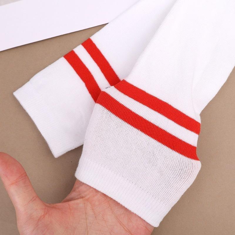 Tất Dài Sọc, Dành Cho Phụ Nữ Và Trẻ Em Gái, Phong Cách JK, Làm Bằng Bông, Có Màu Đen Và Trắng, Tất Cao Đến Đầu Gối, Ống Dài Đáng Yêu, Giữ Ấm Chân, Tất Bắp Chân 8