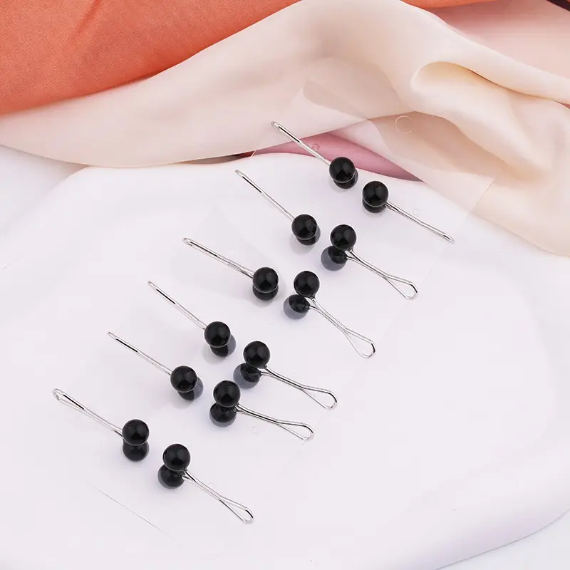 12 buah/pas Wanita muslim penjepit sutra mutiara U Pin mutiara ornamen gesper Jilbab Peniti Pita 4
