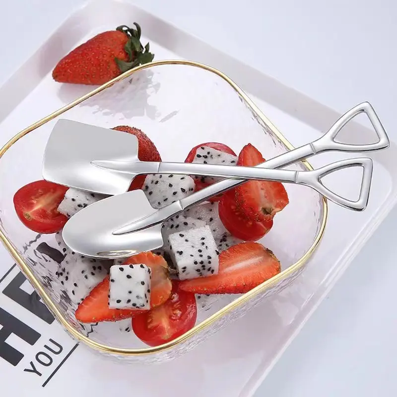 4pcs/set Stainless Ice Cream Spoon, Shovel Spoon, Watermelon Spoon Reusable Small Spoon For Tea Dessert Home Kitchen Party Restaurant Party Supply 6