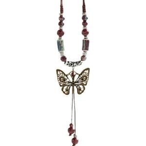 สร้อยคอ ผีเสื้อ เซรามิก ซีรีส์ป่า ดีไซน์ไม่ซ้ำใคร ทำจากผ้าฝ้ายและผ้าลินิน เหมาะสำหรับทุกคน