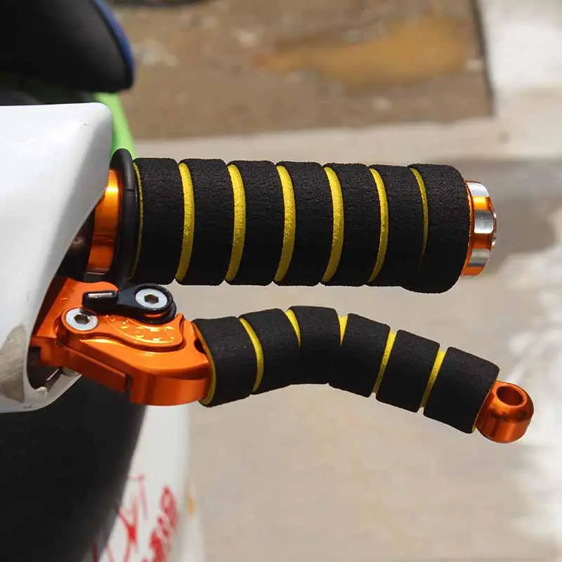 2 Pair Motorcycle Bicycle HandleBar Grip + Brake Clutch Lever Soft Sponge Cover No Pressure