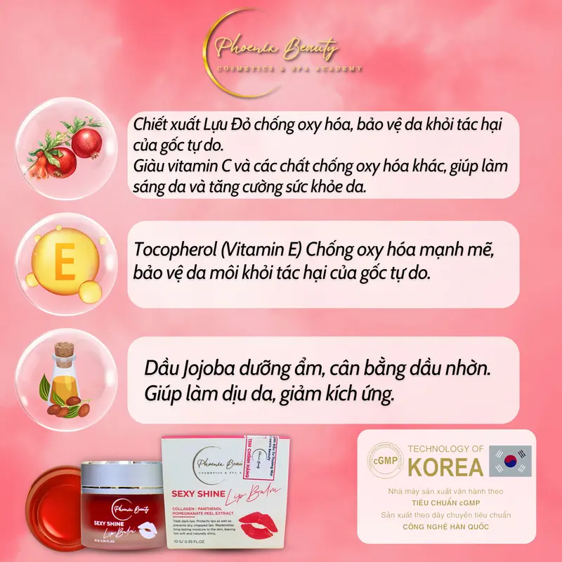 Son dưỡng môi Collagen Lựu Đỏ Phoenix Beauty - Nụ hôn ngọt ngào cho đôi môi mềm mại, căng mọng Skincare 4