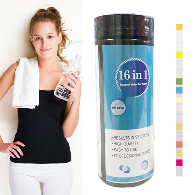 ZHISI 100 Pcs Water Test Strips 16-in-1 Aquarium Water Quality Test Strips for Check 5