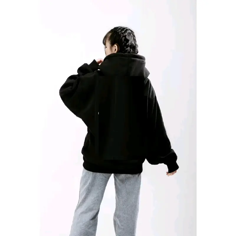 áo hoodie  nỉ nữ trơn. form rộng  túi mũ dây rút Nữ Women Top 1