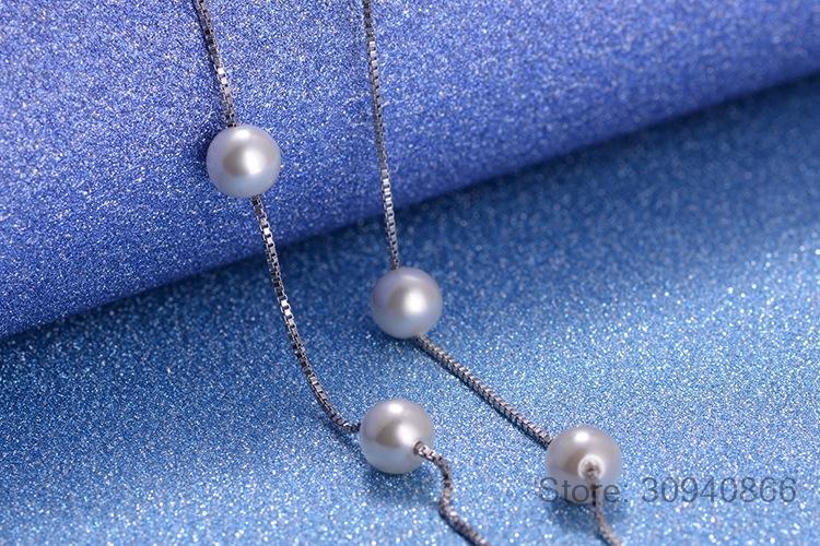 Product Introduction of 925 Sterling Silver Jewelry Japan and South Korea Short Pearl Sweater Necklace Women Fashion Simple and Versatile 2