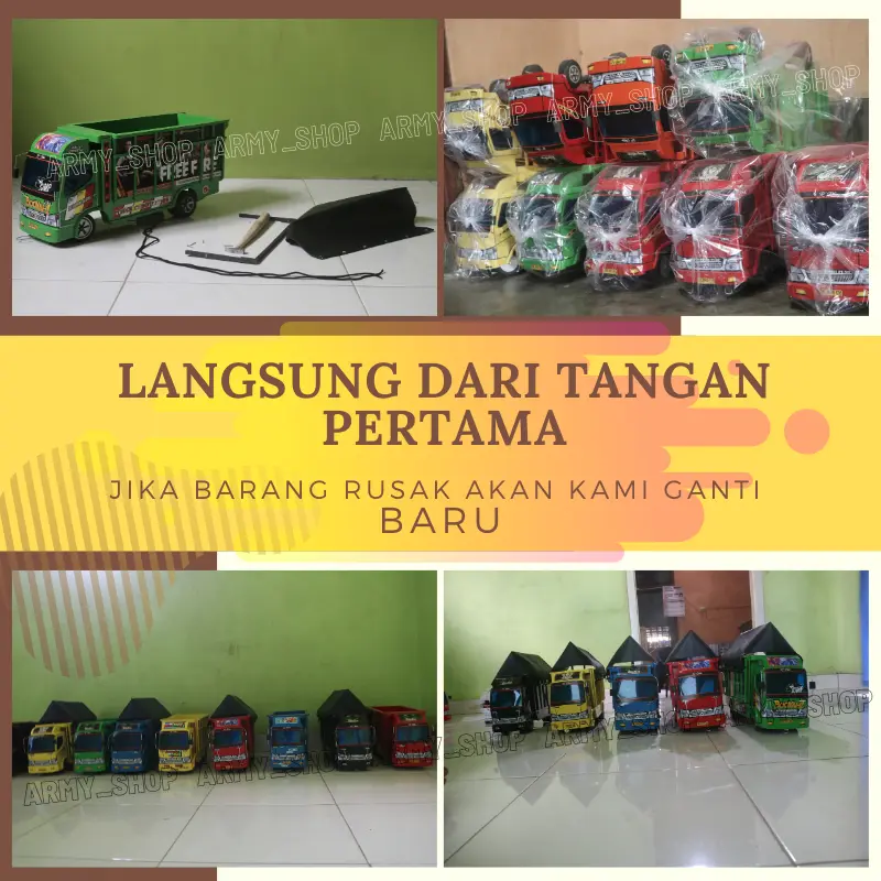 Truk Oleng Miniatur Kayu Murah Asli Jumbo Mobilan Anak-Anak Full Stiker 5