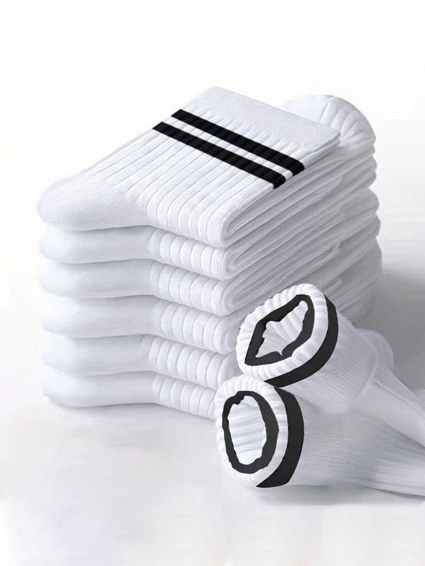 Men's 6 Pairs Colorblock Striped Print Crew Socks, Casual Comfortable Breathable Mid-calf Socks for Daily Wear, Menswear Socks for Men 4