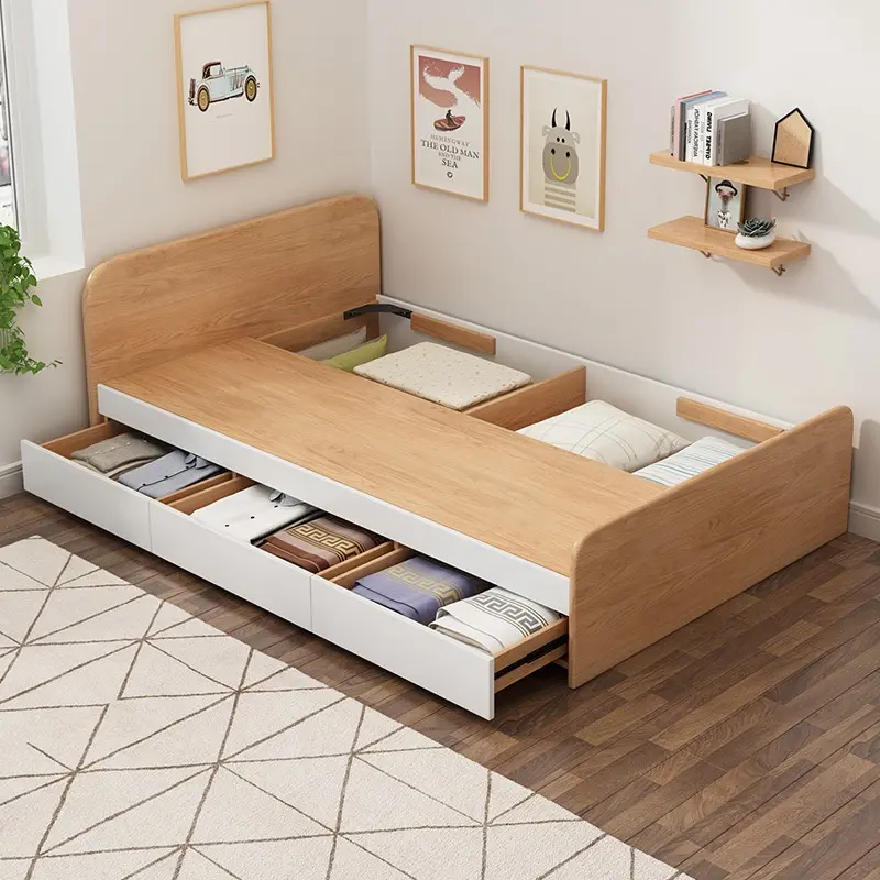 Tatami Bed Frame with Drawer Super Single Bed KIng/ Queen Bed 1.2 M 1.5 M Household Modern Simple Economical Storage Children's Bed Trundle Bed