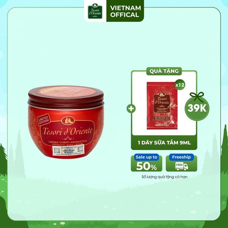 [TẶNG 12 GÓI SỮA TẮM TESORI 9ML] Kem dưỡng thể Tesori d'Oriente 300gr dưỡng sáng mịn màng