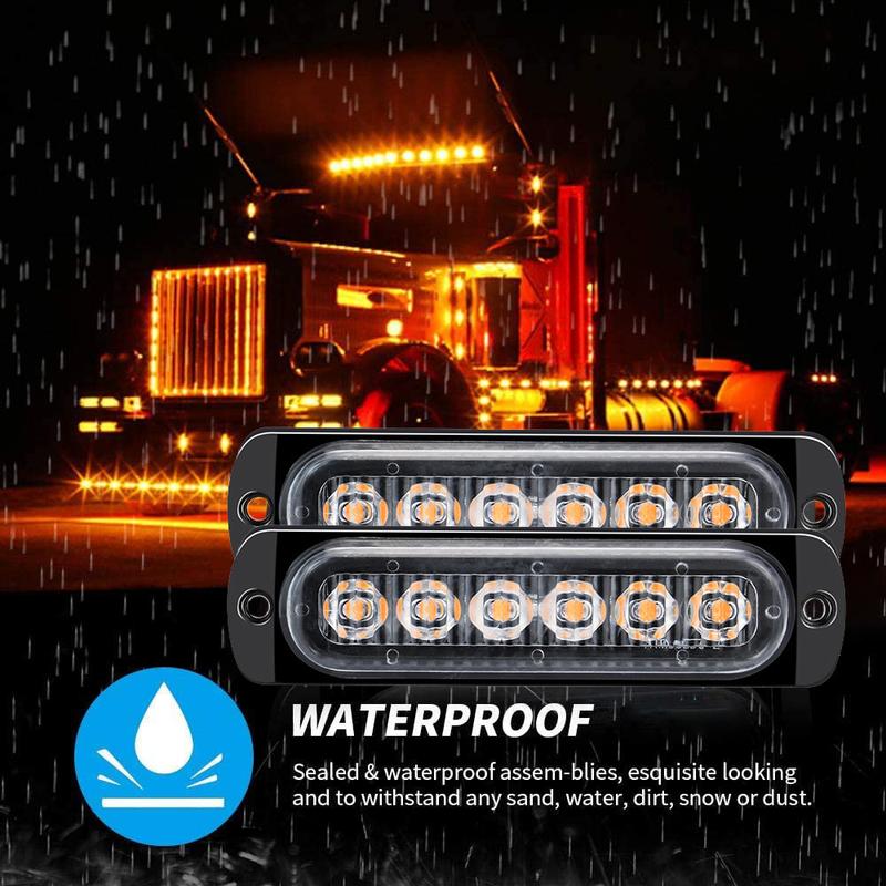 Product Introduction of 1PCS 4/6 LED Strobe Light Car Grille Flashing Lightbar Police Warning Light Emergency Lamp Red Blue Amber Stroboscopes 12-24V 24