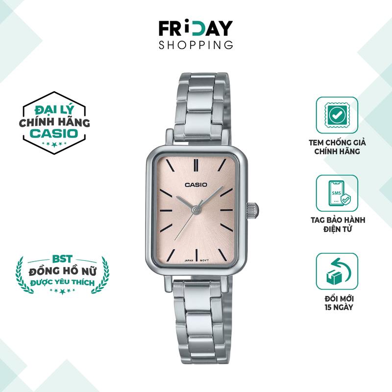 Đồng Hồ Nữ Casio Watch LTP-V009D-4EUDF Mặt Vuông Màu Hồng Nhạt Dây Kim Loại Đeo Tay Chính Hãng Chống Nước 3ATM