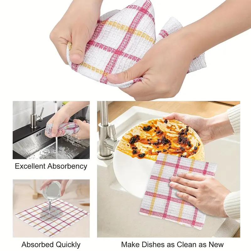 Reusable Dish Cloth, 12pcs Soft Absorbent Dish Towel, Household Cleaning Tool for Kitchen Bathroom, Kitchen Cleaning Supplies 3