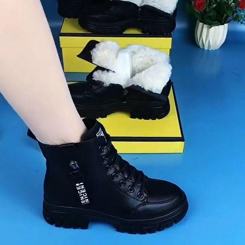 Product Introduction of [98% Positive Review Rate Same Style] Super Popular Martin Boots for Women 2024 Winter New Fur-Lined Snow Boots Non-Slip Thickened Flat Cotton Shoes 15