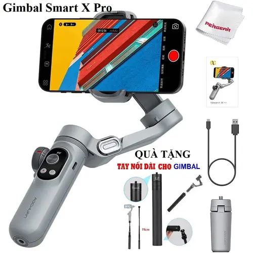 ( Tặng Gậy Nối dài Gimbal 73cm ) Gimbal Smart X Pro, Tay cầm chống rung điện thoại chuyên nghiệp, chính hãng, Gymbal chống rung khi chụp ảnh, quay video