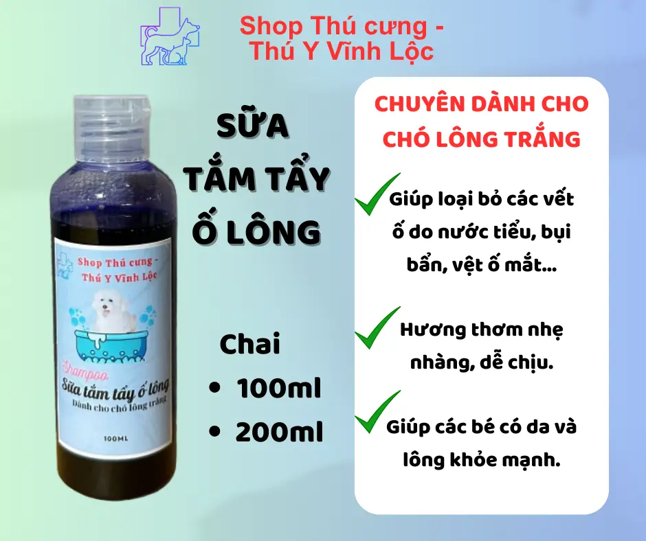 [K-12] SỮA TẮM TẨY Ố LÔNG - DÁNH CHO CHÓ LÔNG TRẮNG - CHAI 100ML-200ML