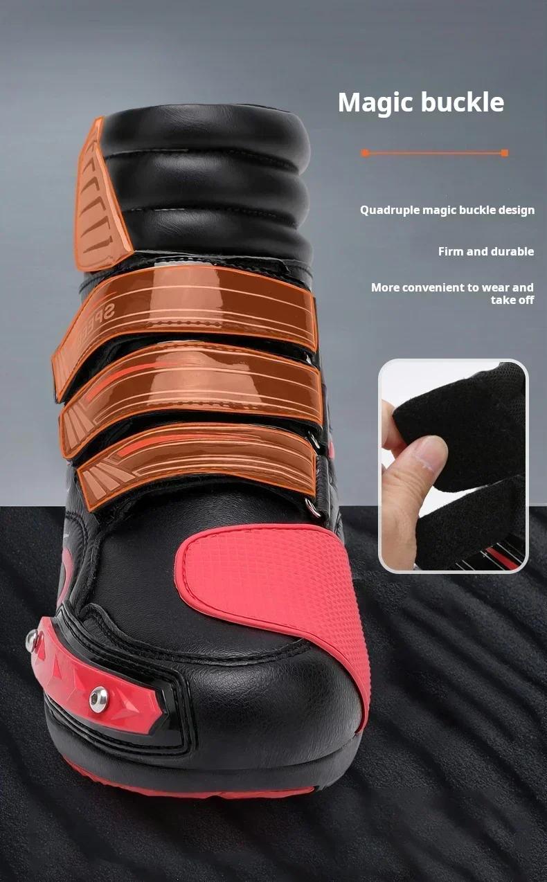 Product Introduction of 2025 Men Women Motorcycle Boots Microfiber Leather Motorbike Riding Anticollision Ankle Protective Shoes Moto Racing Short Boots 7