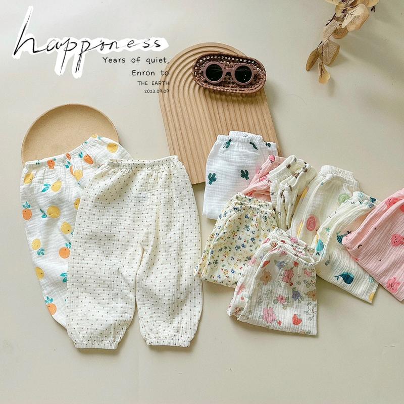 ￼NT216 Quần bom, quần dài chống muỗi vải xô Muslin cao cấp cho bé trai, bé gái