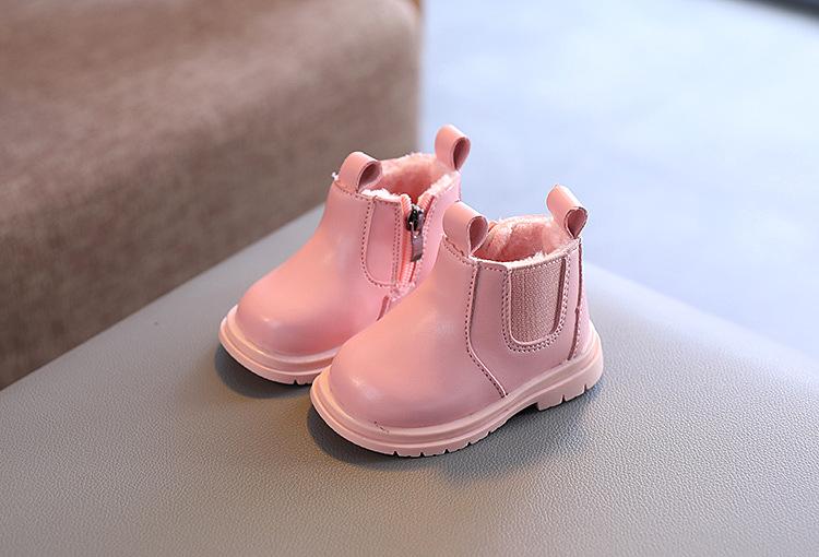 Product Introduction of Baby Boots Autumn Winter Infant Warm Fur Shoes Newborn First Walkers Baby Toddler Boy Girl PU Leather Ankle Boots Beige, Pink 8