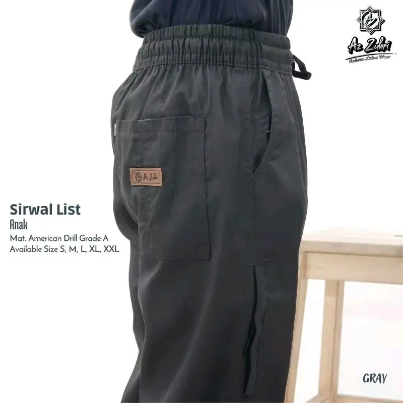 Sirwal List Anak Laki Laki Celana Panjang Harian Bahan American Drill Grade A Polos Hitam Navy Fashion 3