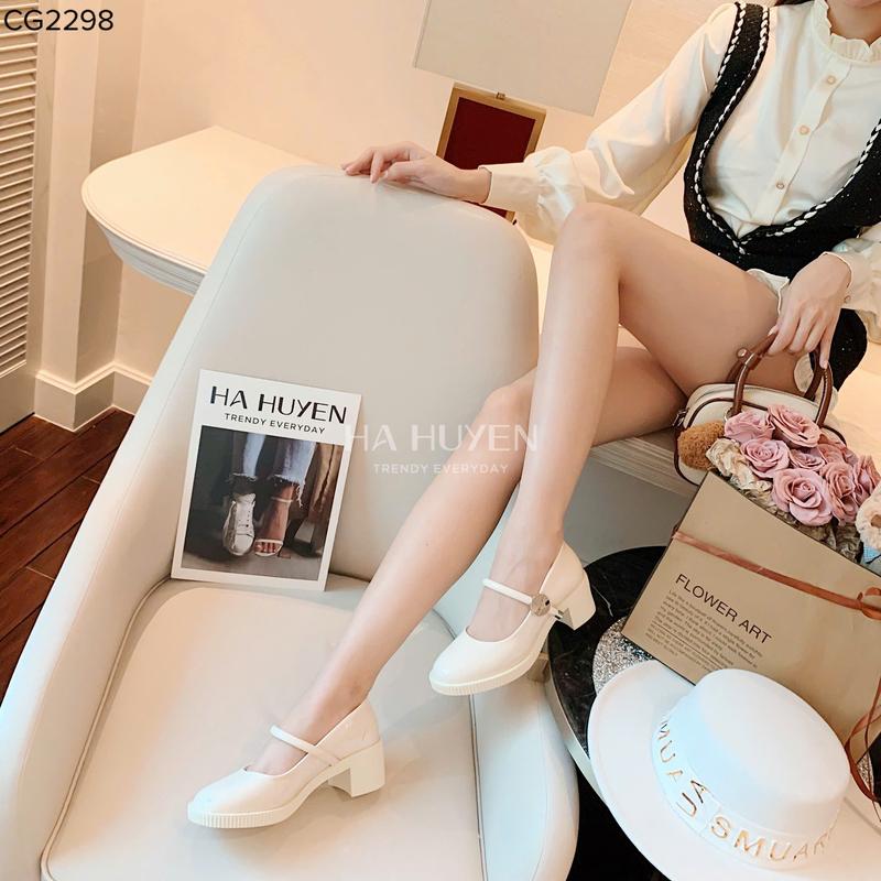 Giày cao gót nữ HÀ HUYỀN bóng quai ngang khóa tròn 5cm - CG2298 4