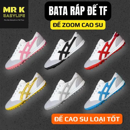 [HOT] Giày Đá Bóng nam BATA vải ráp đế cao su TF ZOOM và đế nhựa, khâu full đế, tặng kèm tất + dây phối màu, Sport, Đá Banh sân cỏ nhân tạo sân 5-7, giày thể thao, tập thể dục