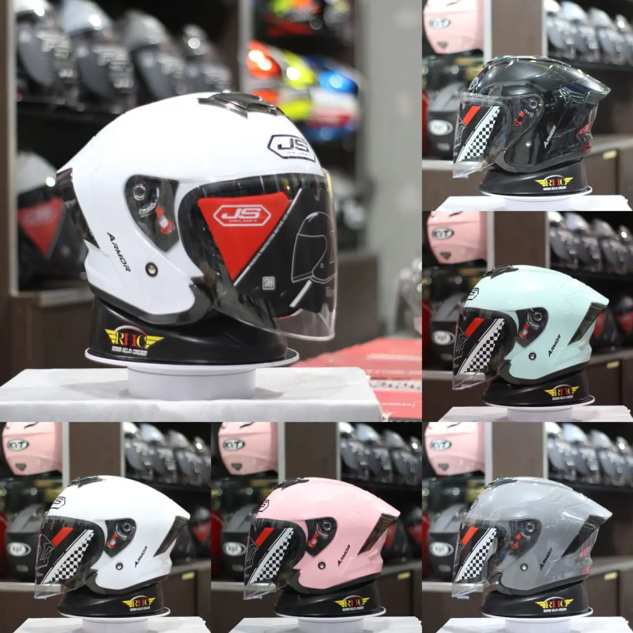 helm JS armor half face solid /polos, sudah Standard SNI, helm kekinian untuk pria dan wanita dewasa Helmet Motorcycle
