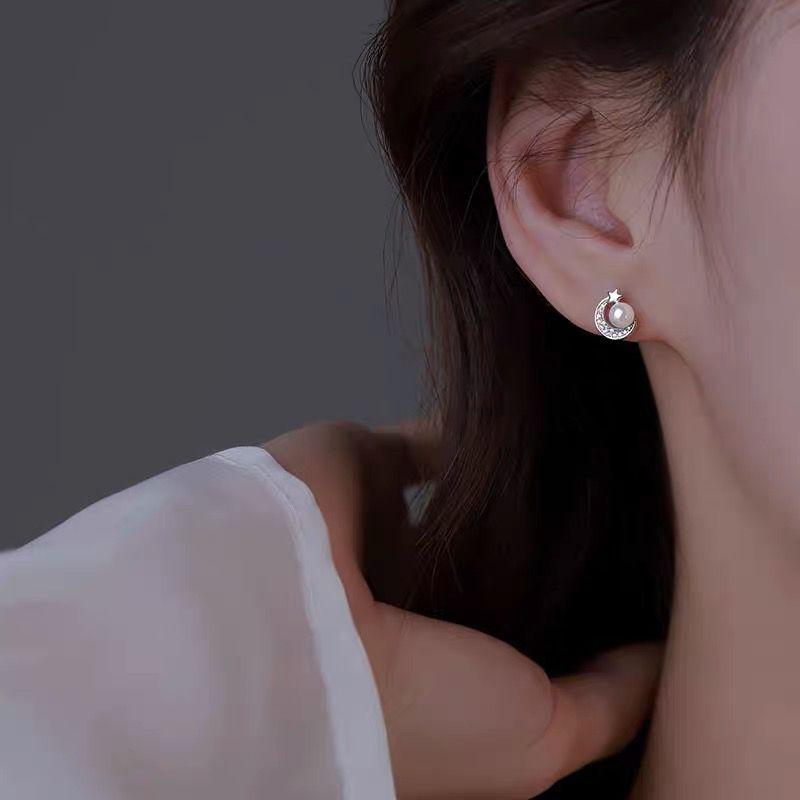 Product Introduction of Bông Tai Ngọc Trai, Bạc Sterling, Dành Cho Phụ Nữ, Phong Cách Hợp Xu hướng Mới Mùa Hè 2022, Bông Tai Mặt Trăng Cao Cấp Thiết Kế Độc Đáo 5