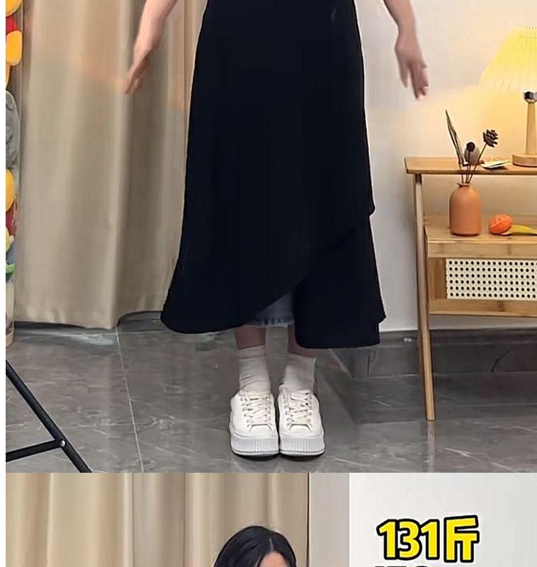 Product Introduction of Chân Váy Màu Đen, Ngoại Cỡ, Chân Váy Chữ A Che Hình Quả Lê Cạp Cao Bất Đối Xứng Dành Cho Phụ Nữ, Cô Gái Đầy Đặn, Che Bụng, Váy Ôm Sát 4