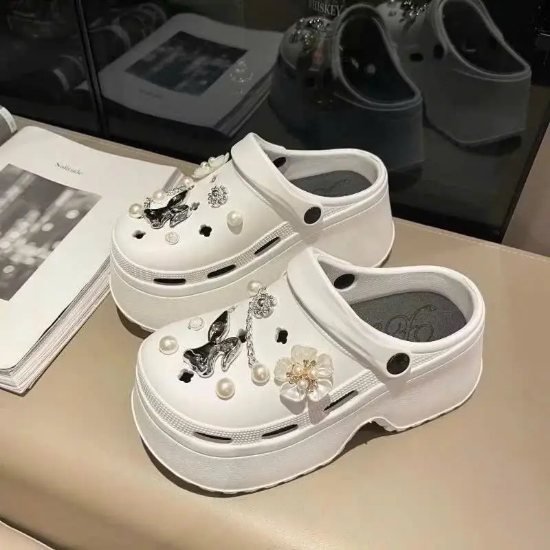Dép Sandal Nữ Đế Cao 7cm Đính Kèm Sticker Dễ Thương - Depnuhottrend 2023 - DéP, Shoes 1