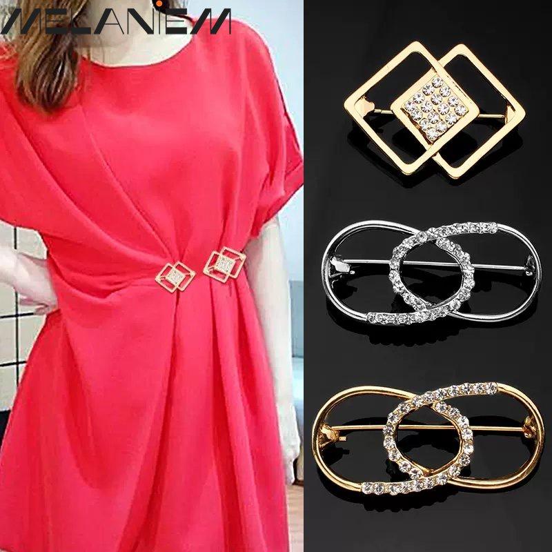 Ghim Trang Trí Cổ Áo Tái Sử Dụng Đa Chức Năng, Kẹp Thay Đổi Eo, Trâm Cài Màu Vàng Bạc, Váy Dát, Váy, Quần Dài, Quần Áo, Khóa Cố Định, Kim Loại, Hợp Thời Trang