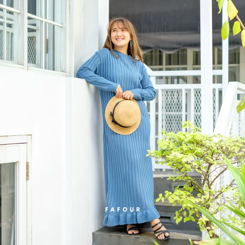 ELOISE - GAMIS DRESS RAJUT BASIC POLOS WANITA KRIWIL FIT BODY PREMIUM 4