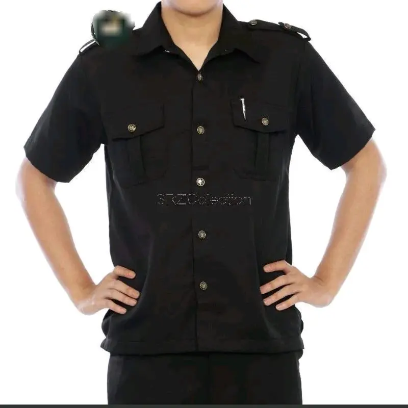 Setelan Safari Hitam Baju dan Celana Lengan Pendek/Lengan Panjang Pria Kerja Safety - Baju Seragam Safari Hitam Satpam - Katun, Wearpack, Coklat 0