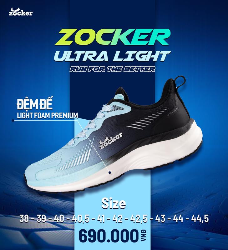 Giày chạy bộ Zocker ZCB ULTRA LIGHT chính hãng, Siêu Nhẹ, Siêu Bền, Siêu Nảy Sport Tập Thể Dục Cao Su Sneaker Giày Thể Thao