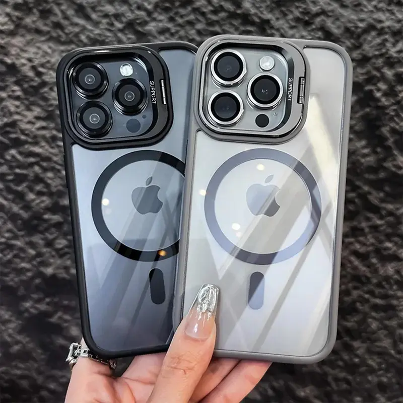 Clear Magnetic Case with Camera Kickstand for iPhone 16 15 14 13 12 Pro Max Compatible with Mag Safe Military-Grade Protective Case Cover Drop Protection 1