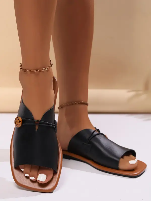 Women's Fashionable Plain Color Slides, Casual Comfortable Flat Sandals for Summer, Lightweight Breathable Shoes for Daily Wear, Girl 7