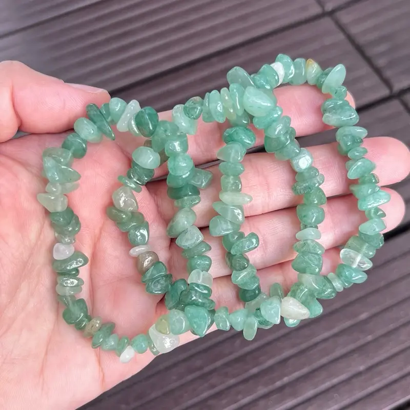 Vòng tay đá chip thiên nhiên Aventurine Green. Quartz. Mang lại sự bình an. Cân bằng cảm xúc Phụ Kiện