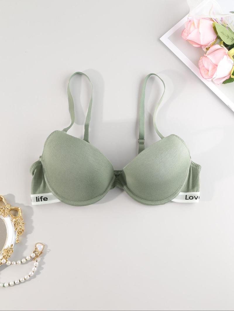 Product Introduction of Women's Letter Tape Push Up Bra, Casual Comfy Breathable Adjustable Strap Underwire Bra, Ladies Lingerie for All Seasons 7