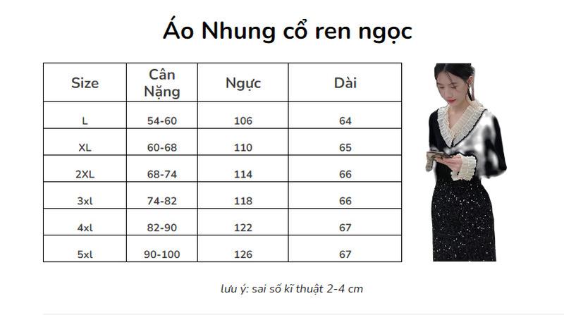 Product Introduction of [ Bigsize 55-100kg] Áo nhung cổ bèo voan đính ngọc sang chảnh cầu kì 0