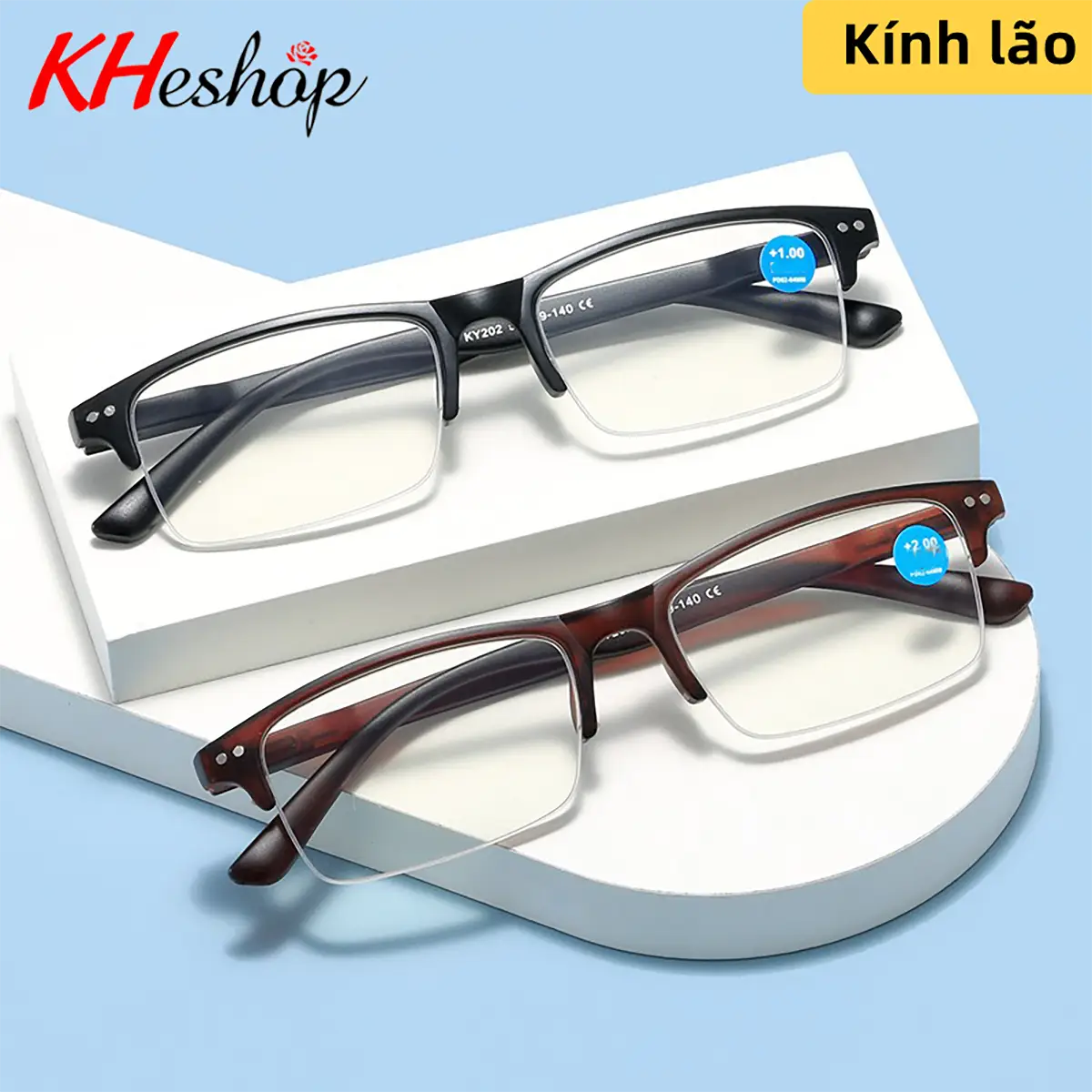 [mã HY202] Kính lão nửa viền bản đẹp, đủ độ cho Người Trung Niên đọc bão, xem điện thoại Kính Mắt Kính Tròng Kính