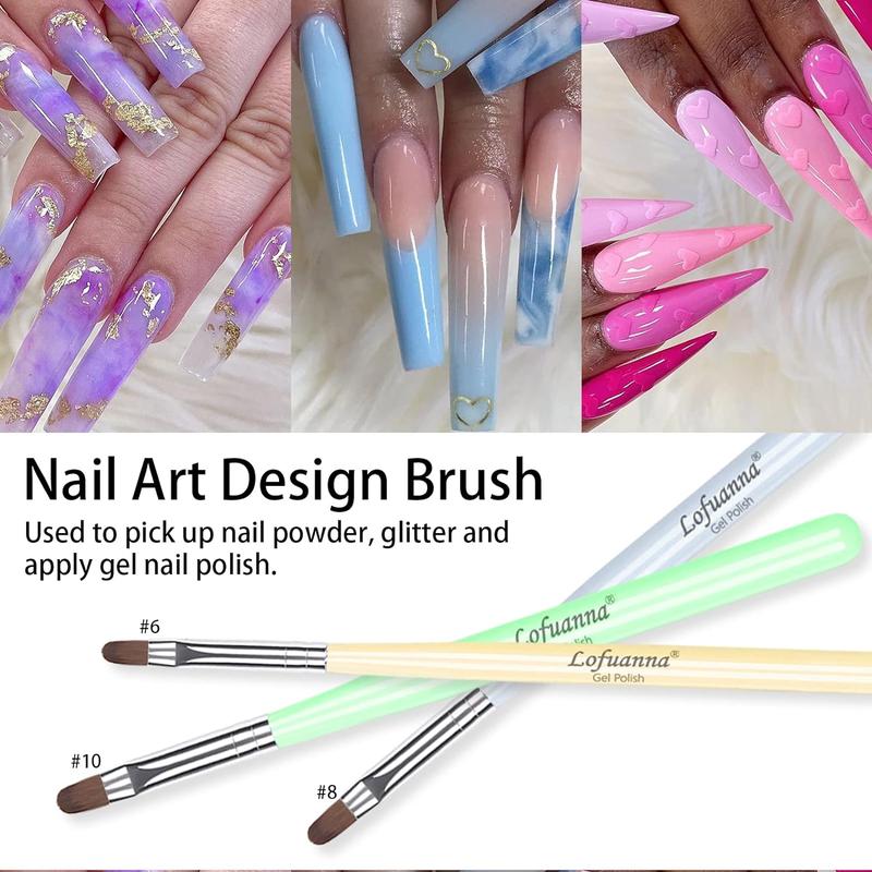 Gel Nail Brush Set, 7 Counts/set Poly Extension Gel Brushes with Box, Professional Nail Nail Art Design Tool Kit for Home and Salon Use 5