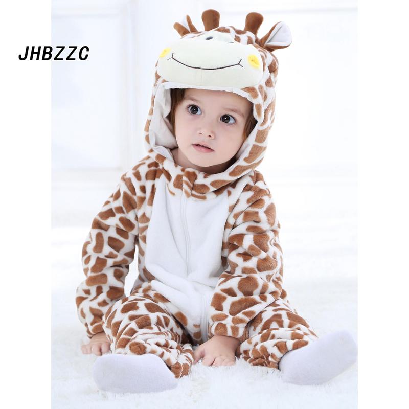 Baby Animal Costume Winter Warm Lion Dinosaur Giraffe Hooded Romper 4