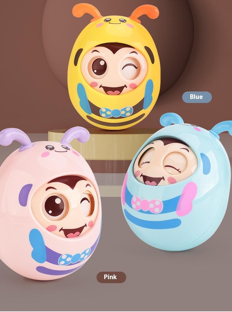 Product Introduction of Children's Nodding Winking Little Bee Roly-Poly Baby Soft Ear Teething Bell Soothing Rattle Roly-Poly 11