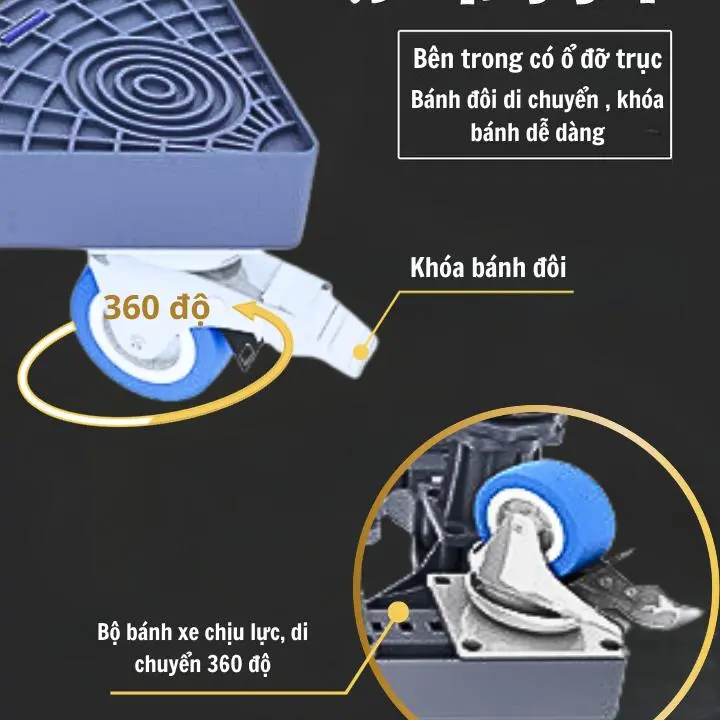 Chân đế kê tủ lạnh  Chân máy giặt 8 trụ đứng 4 bánh Tuỳ chỉnh độ cao Linh hoạt kích cỡ di chuyển dễ Lily's decor house 1